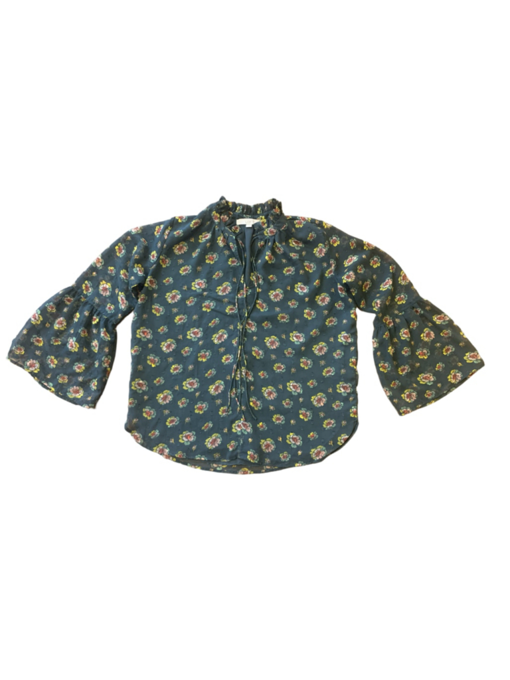 Loft Top Small Green with Yellow Red Floral